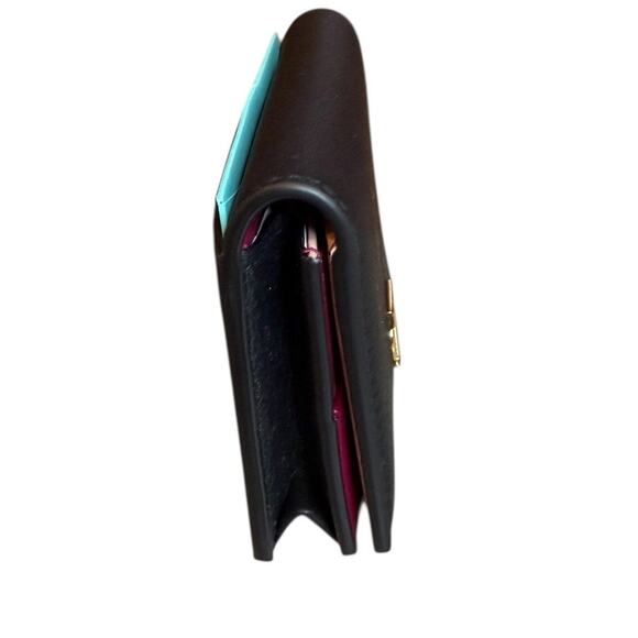 Tiffany & Co. Deco Flap Card Holder Case Black Leather - Picture 2 of 7